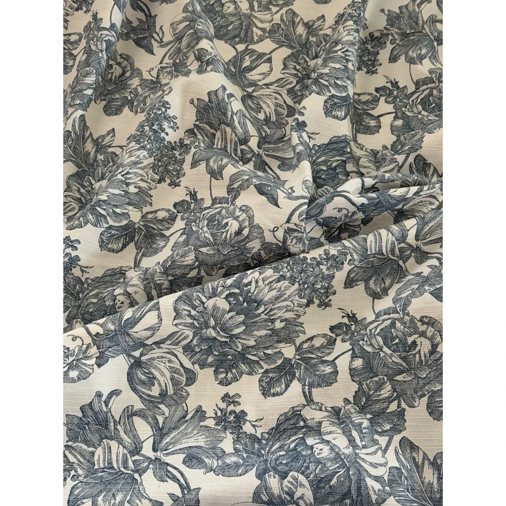 Vintage Waverly Garden Room Toile Blue Floral Curtain Panel 42 X 84 Single 1 PC